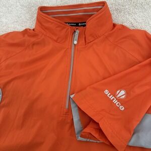 Sunice Quarter Zip Windbreaker Mens Large Orange Grey Short Sleeve Pullover
